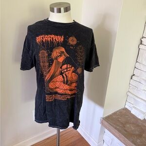 Hot Topic Black and Orange Graphic Tee